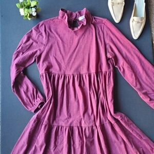 💍Aime maroon long sleeve dress